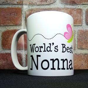 New! 🏆 World's Best Nonna Mug Grandma Nana Gift Coffee Butterfly